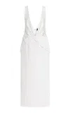 Brandon Maxwell The Santha Plunge Neck Midi Dress In White
