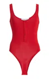 Brandon Maxwell The Scarlett  Scoop Neck Bodysuit In Red