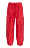 Brandon Maxwell The Scout  Relaxed Technical Silk Straight-leg Cargo Pants In Red