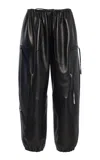 Brandon Maxwell The Scout  Tapered Leather Cargo Pants In Black