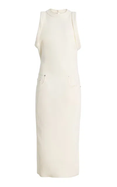 Brandon Maxwell The Selene Matte Satin Column Dress In Neutral