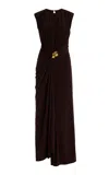 Brandon Maxwell The Serena Draped Jersey Maxi Dress In Brown