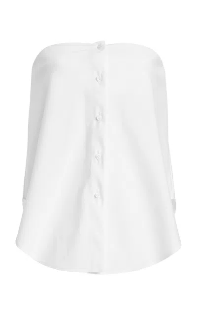 Brandon Maxwell The Shea  Strapless Cotton-blend Top In White