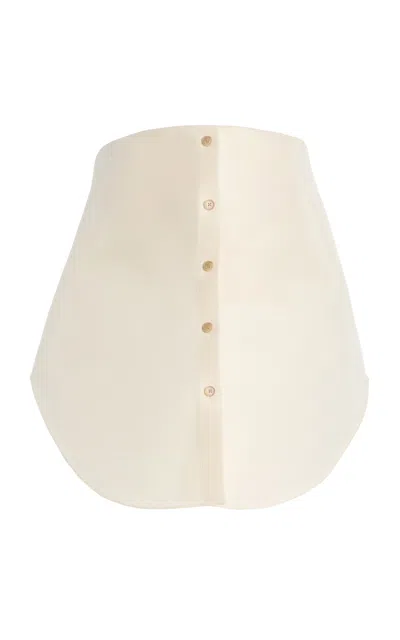 Brandon Maxwell The Shea  Strapless Wool-silk Top In White