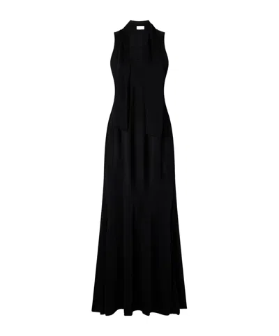 Brandon Maxwell The Siena Scarf-detailed Stretch-jersey Gown In Black