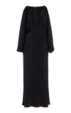Brandon Maxwell The Sierra Gathered Silk Crepe Gown In Black