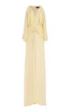 Brandon Maxwell The Sierra Gathered Silk Crepe Gown In Yellow