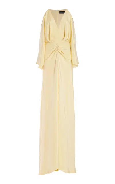 Brandon Maxwell The Sierra Gathered Silk Crepe Gown In Yellow