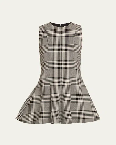 Brandon Maxwell The Sophie Fit-&-flare Check Mini Dress In White