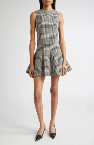 BRANDON MAXWELL BRANDON MAXWELL THE SOPHIE PRINCE OF WALES PLAID VIRGIN WOOL FIT & FLARE MINIDRESS