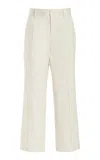 Brandon Maxwell The Soren Cropped Stretch Linen-cotton Straight-leg Pants In Ivory