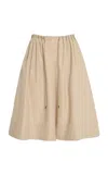 Brandon Maxwell The Dorian Pintucked Poplin Shorts In Brown