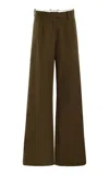 Brandon Maxwell The Tenley Cotton Gabardine Wide-leg Pants In Green