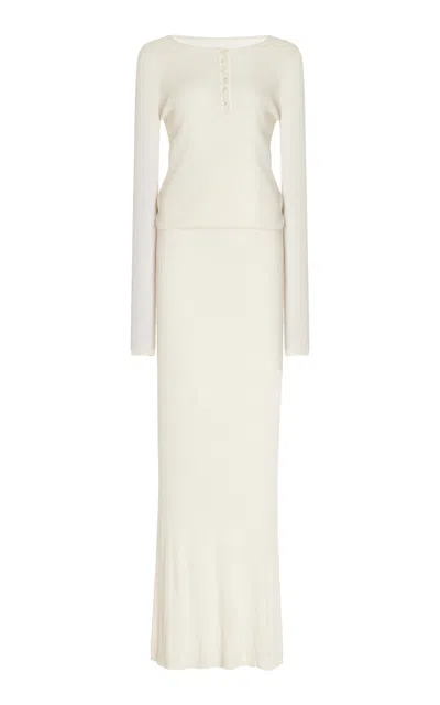 Brandon Maxwell The Tilda Silk-cashmere Jersey Henley Dress In Ivory