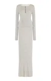 Brandon Maxwell The Tilda Silk-cashmere Jersey Henley Dress In Light Grey