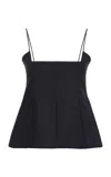 Brandon Maxwell The Tilden  Square Neck Wool-blend Tank Top In Black
