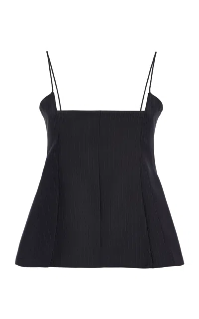 Brandon Maxwell The Tilden  Square Neck Wool-blend Tank Top In Black