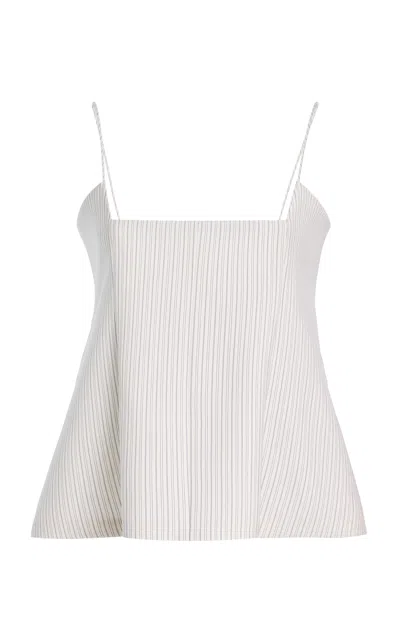 Brandon Maxwell The Tilden  Square Neck Wool-blend Tank Top In White