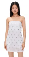 Brandon Maxwell The Tilly Embroidered Strapless Mini Dress White