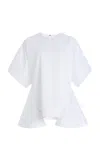 Brandon Maxwell The Tyler Cascade-hem Satin-poplin Top In White