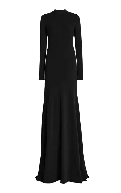Brandon Maxwell The Vanessa Mock Neck Knit Maxi Dress In Black