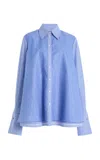Brandon Maxwell The Vaughn  Layered Cotton Shirt In Blue