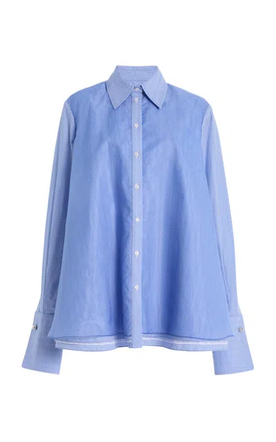 Brandon Maxwell The Vaughn  Layered Cotton Shirt In Blue