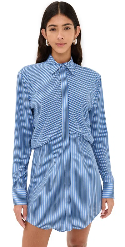 Brandon Maxwell The Vera Shirtdress Blue Stripe