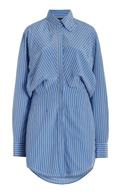 Brandon Maxwell The Vera Silk Shirt Midi Dress In Blue
