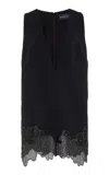 Brandon Maxwell The Vienna Embroidered Wool-silk Crepe Mini Dress In Black