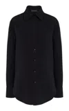 Brandon Maxwell The Vince Western-yoked Wool-silk Crepe Shirt In Black