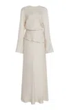 Brandon Maxwell The Violet Tiered Fluid Twill Maxi Dress In Off-white