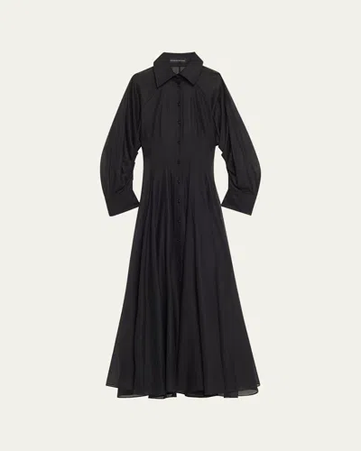 Brandon Maxwell The Virginia Long Fit-flare Shirtdress With Slip In Black