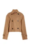 Brandon Maxwell The Vivienne Cropped Cotton Gabardine Trench Coat In Tan