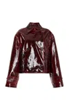 Brandon Maxwell The Vivienne Cropped Lacquered Trench Coat In Red
