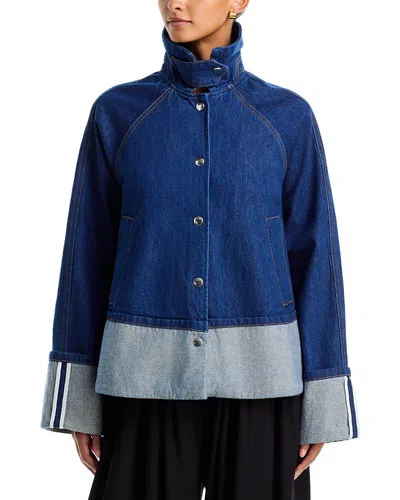 Brandon Maxwell The Wells Trapeze Cotton Denim Jacket In Blue