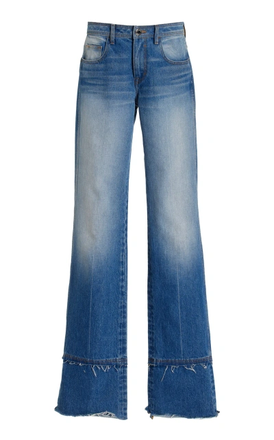 Brandon Maxwell The Wiley Straight Leg Extended Raw Hem Jeans In American Blue
