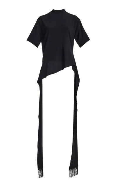 Brandon Maxwell The Winnie Tie-detailed Jersey T-shirt In Black