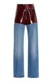 Brandon Maxwell The Wyatt Paneled Rigid High-rise Straight-leg Jeans In Medium Wash
