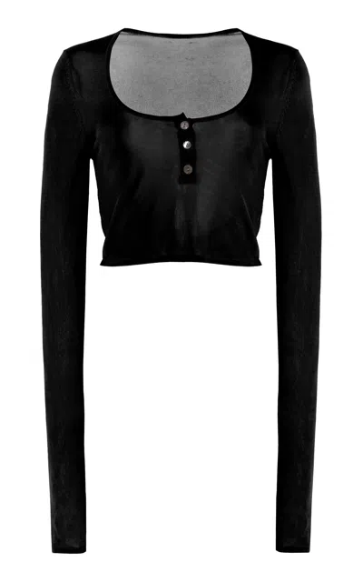 Brandon Maxwell The Wylder Cropped Henley In Black