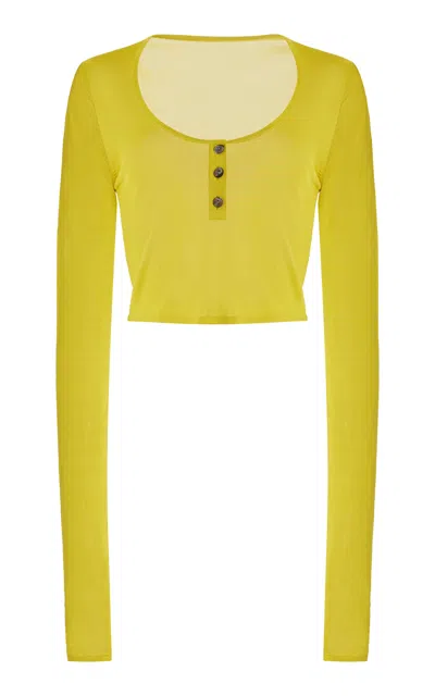 Brandon Maxwell The Wylder Cropped Henley In Olive