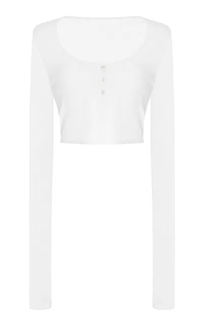 Brandon Maxwell The Wylder Cropped Henley In White