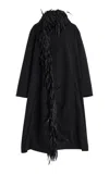 Brandon Maxwell The Yura  Fringe-trimmed Trench Coat In Black