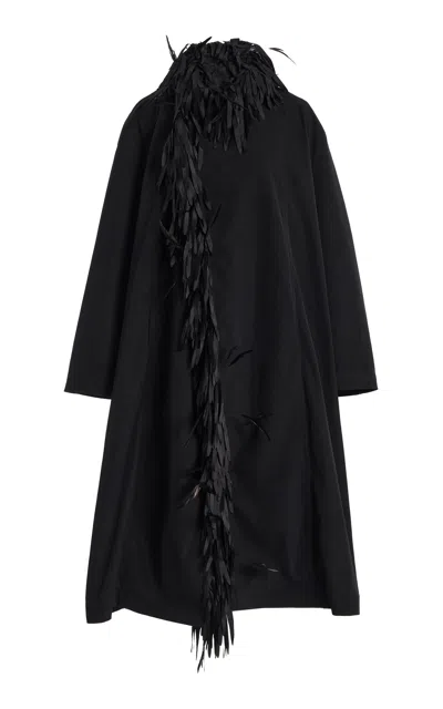 Brandon Maxwell The Yura  Fringe-trimmed Trench Coat In Black