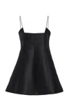 Brandon Maxwell The Zinnia  Trapeze Wool-silk Mini Dress In Black