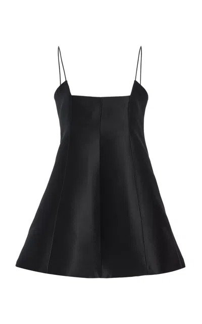 Brandon Maxwell The Zinnia  Trapeze Wool-silk Mini Dress In Black