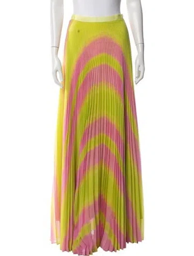Pre-owned Brandon Maxwell Tie-dye Print Long Skirt In Green