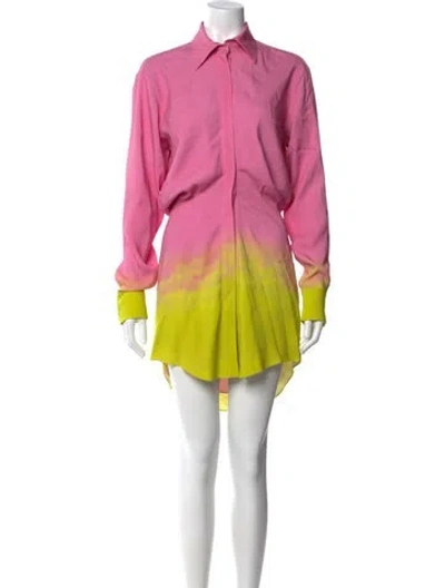 Pre-owned Brandon Maxwell Tie-dye Print Mini Dress In Pink