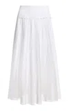 Brandon Maxwell Tommy Embroidered Cotton Midi Skirt In White