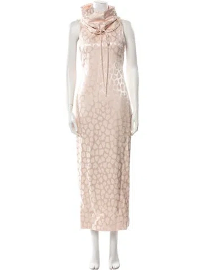 Pre-owned Brandon Maxwell Turtleneck Long Dress In Pink